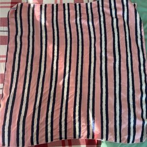SUPRE Pink Scarf with Blue and White Stripes